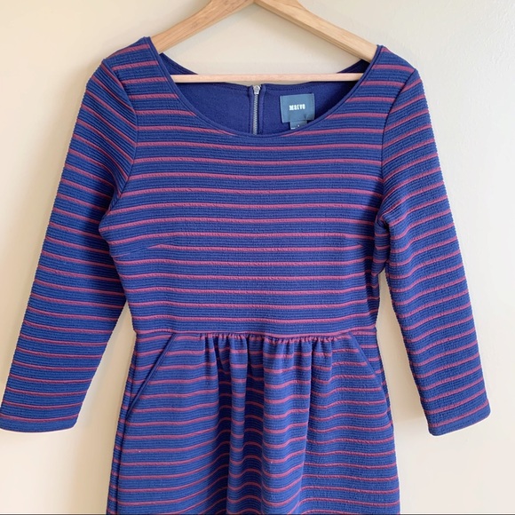 Maeve 3/4 Sleeve Stripe Dress Fit Flare RELISTED - Picture 2 of 11